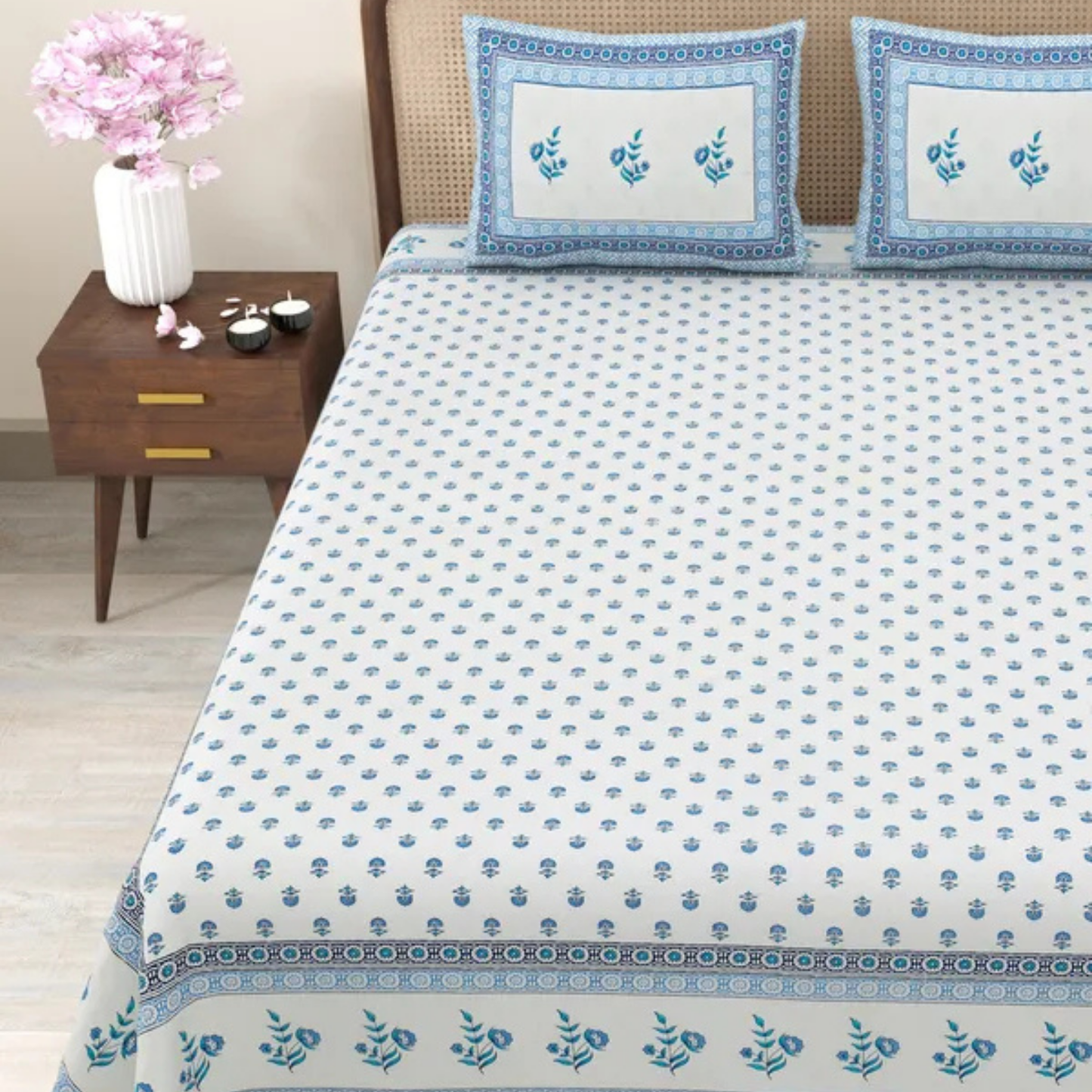 Rajasthani Jaipuri Cotton Bedsheet With Pillow Cover