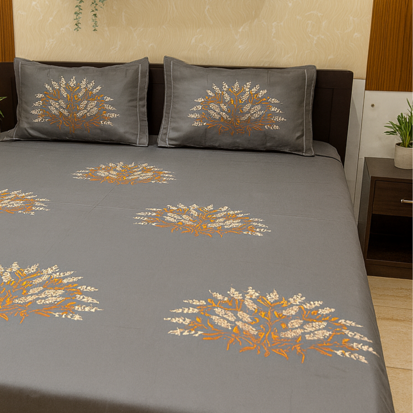 Premium Cotton Embroidered Bedsheet Set With 2 Pillow Covers