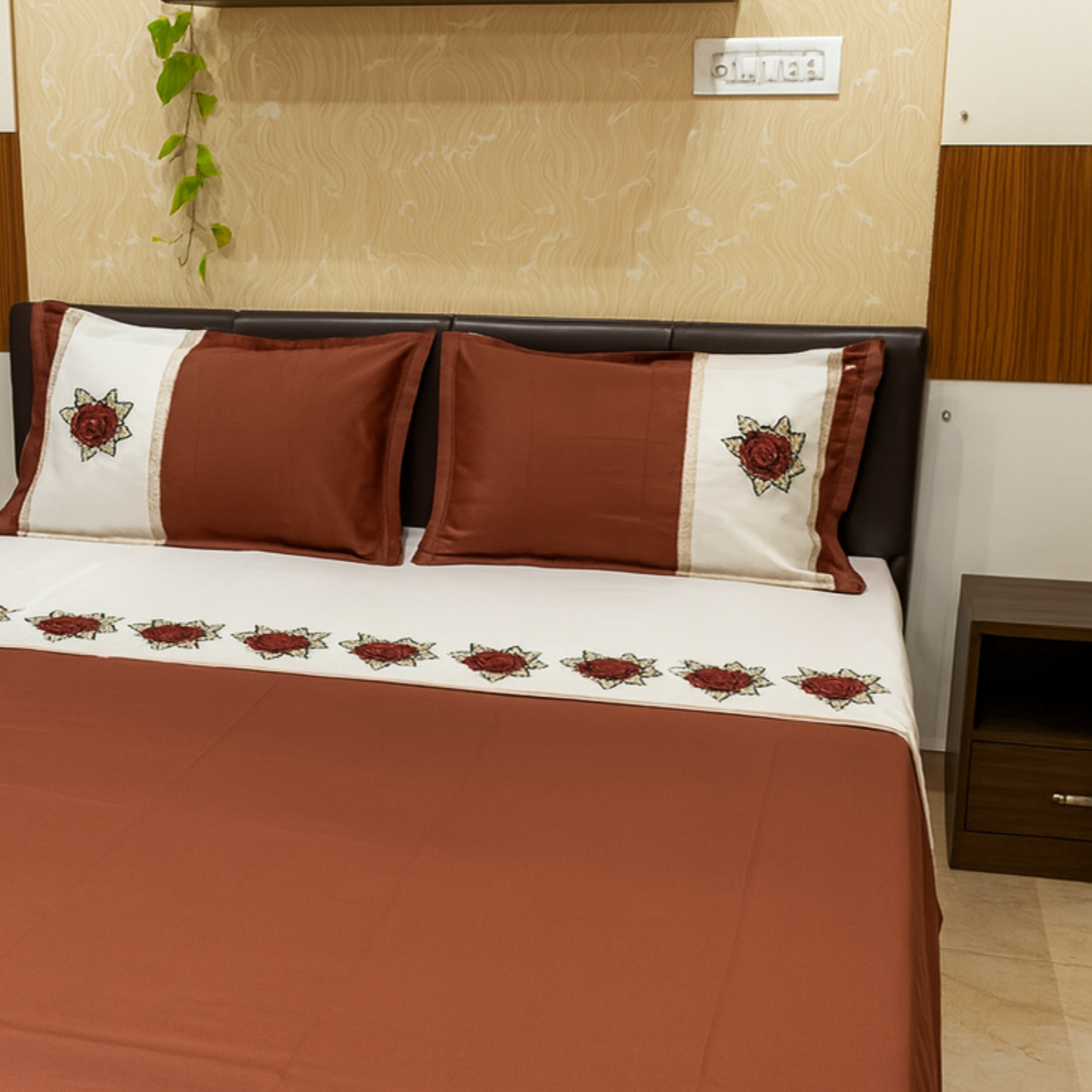 Premium Cotton Embroidered Bedsheet Set with 2 Pillow Covers