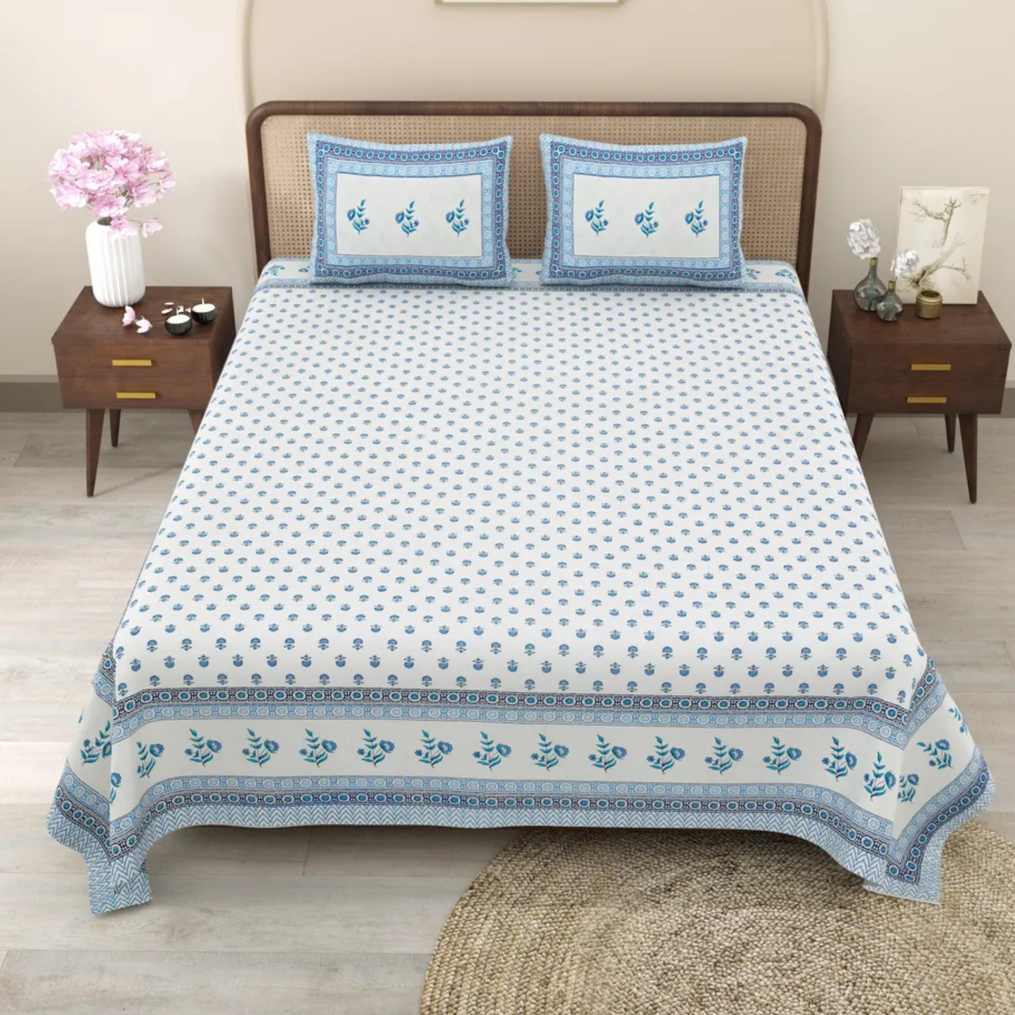 Rajasthani Jaipuri Cotton Bedsheet With Pillow Cover