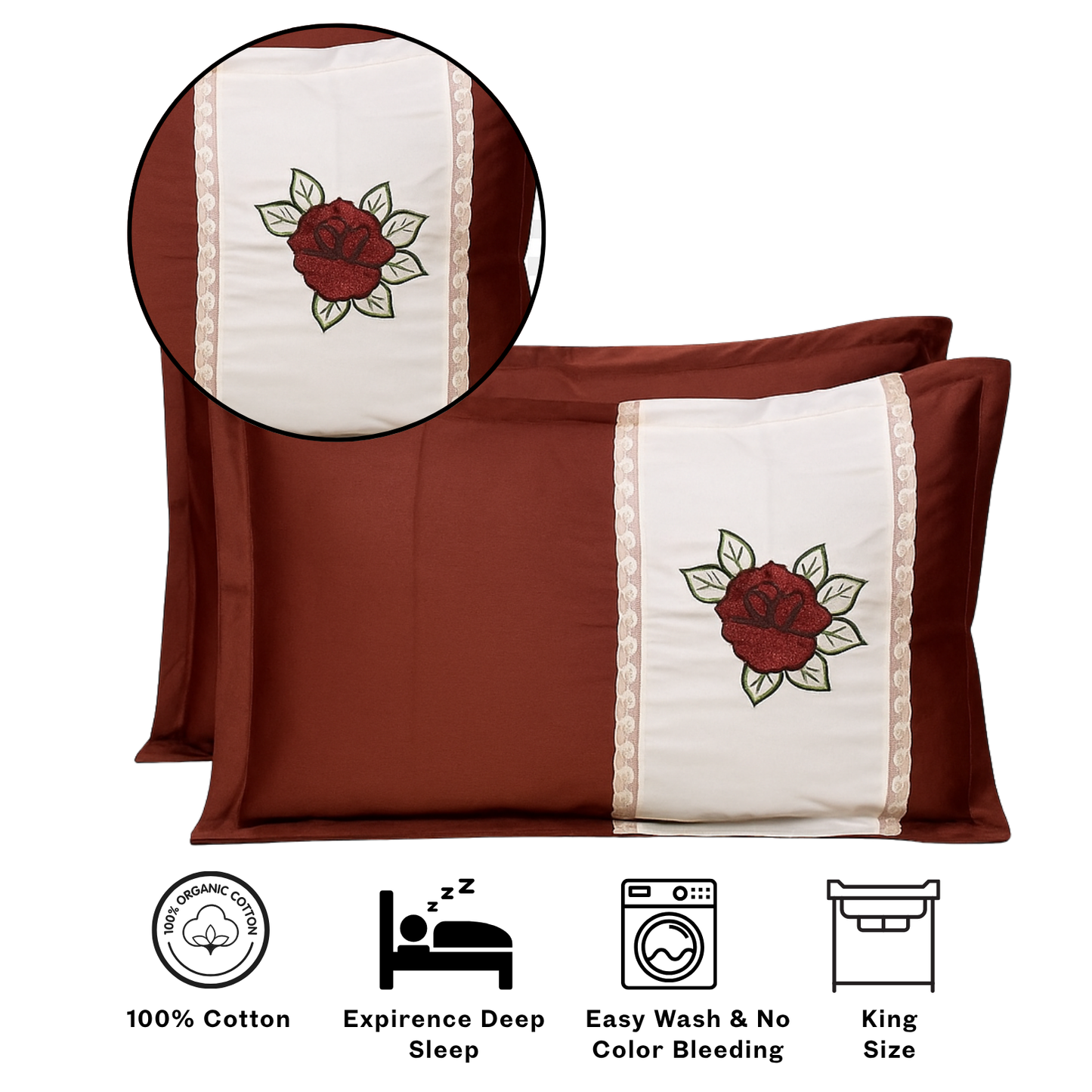 Premium Cotton Embroidered Bedsheet Set with 2 Pillow Covers