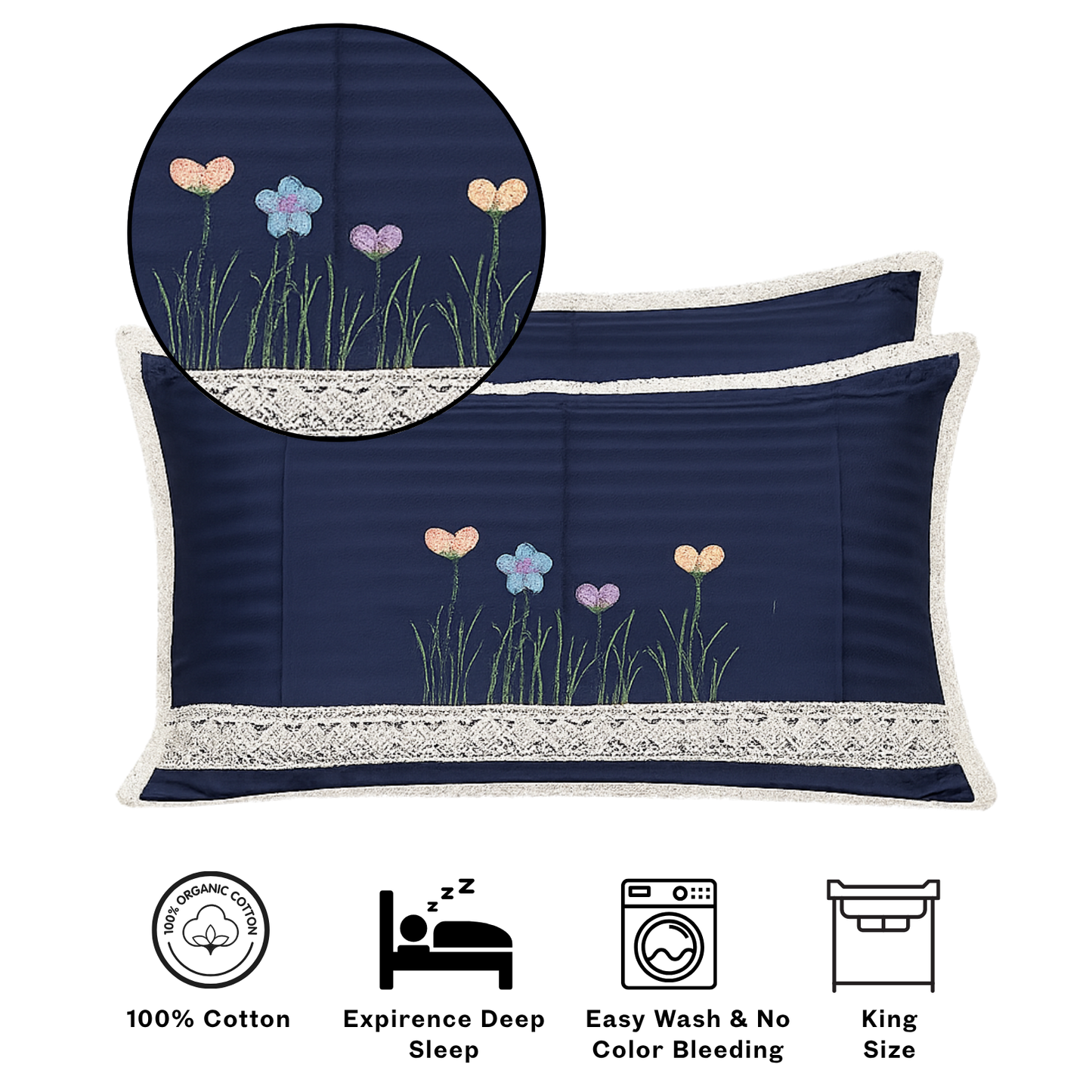Premium Embroidered Bedsheet Set with 2 Pillow Covers