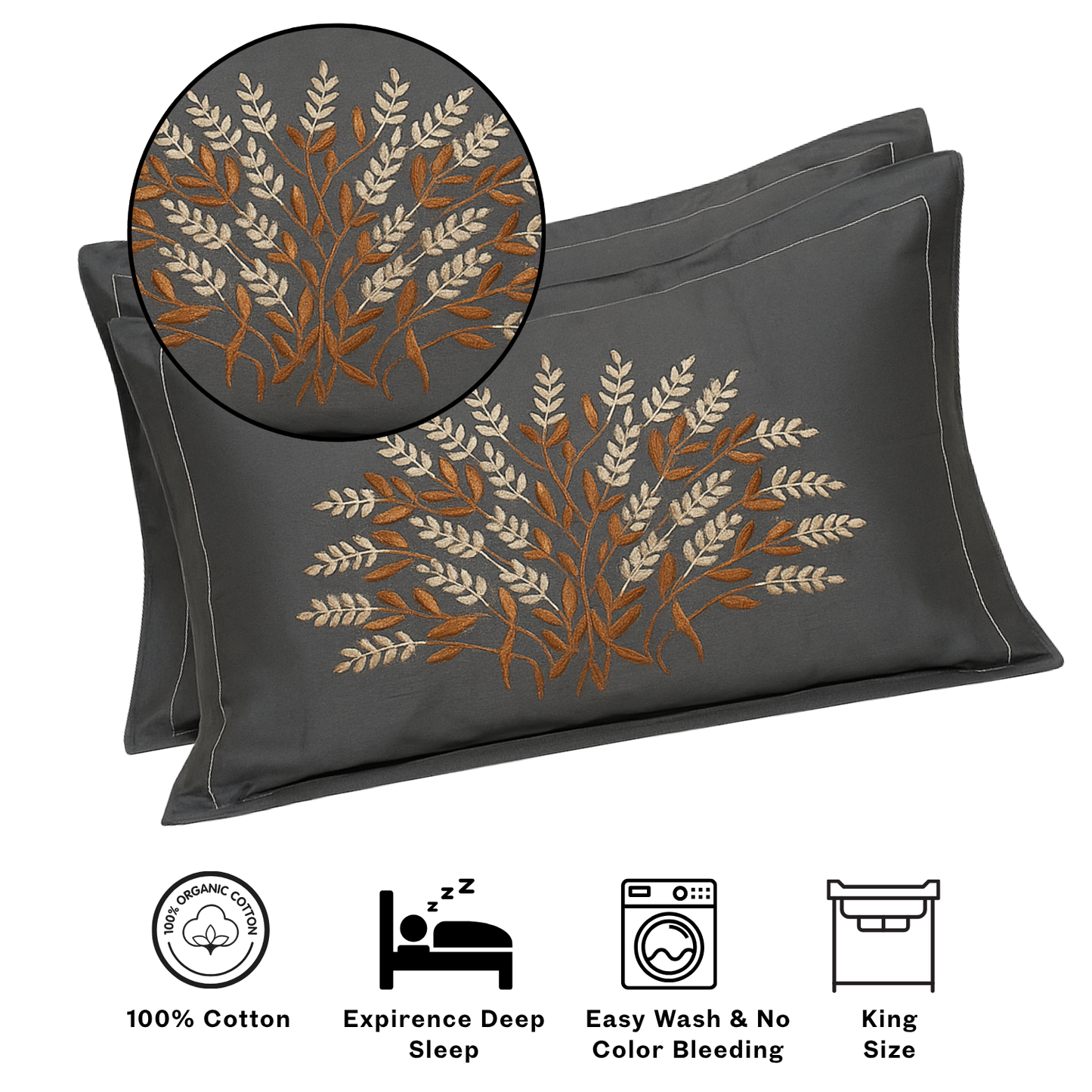 Premium Cotton Embroidered Bedsheet Set With 2 Pillow Covers