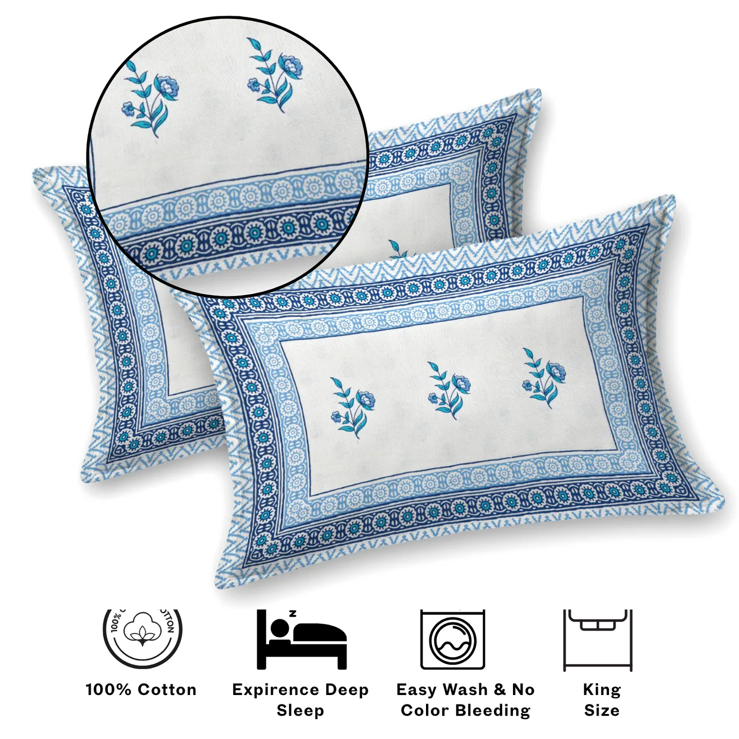 Rajasthani Jaipuri Cotton Bedsheet With Pillow Cover