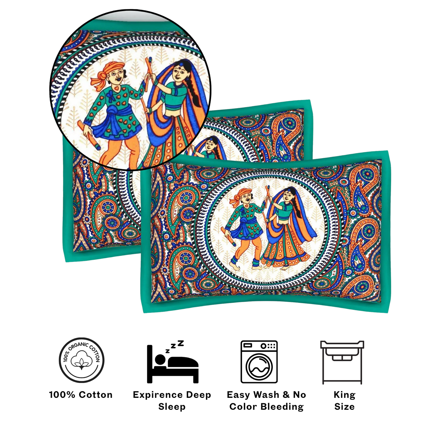 Rajasthani Jaipuri Cotton Double Flat Printed Bedsheet With Pillow Cover
