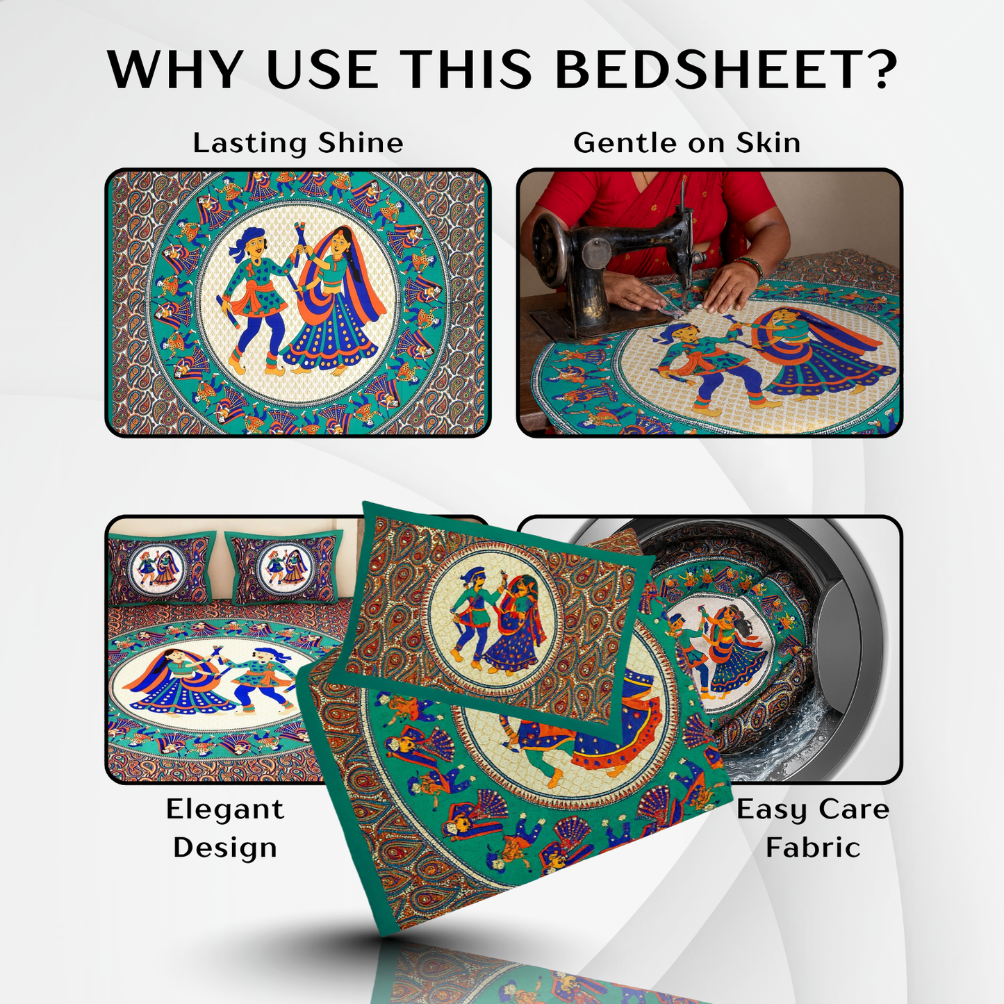 Rajasthani Jaipuri Cotton Double Flat Printed Bedsheet With Pillow Cover