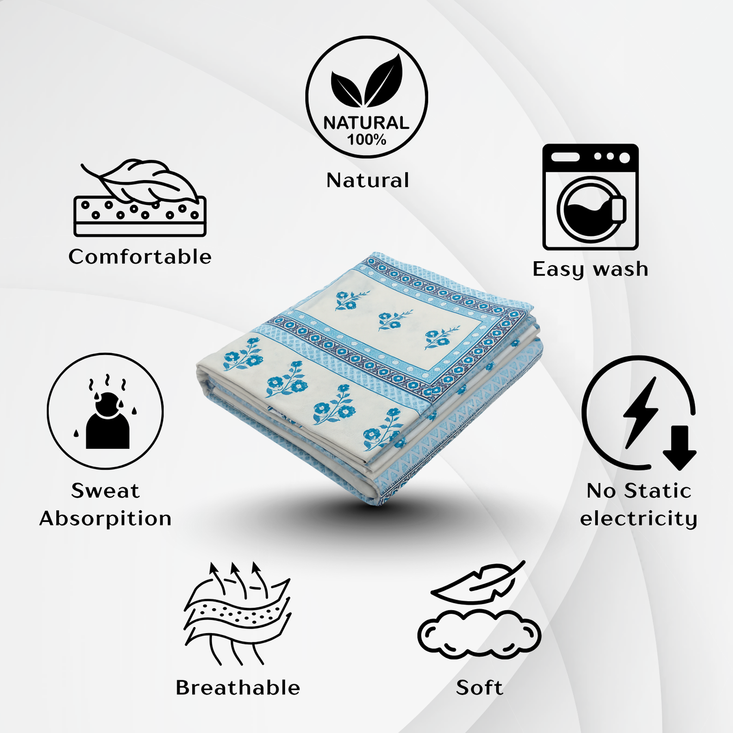 Rajasthani Jaipuri Cotton Bedsheet With Pillow Cover