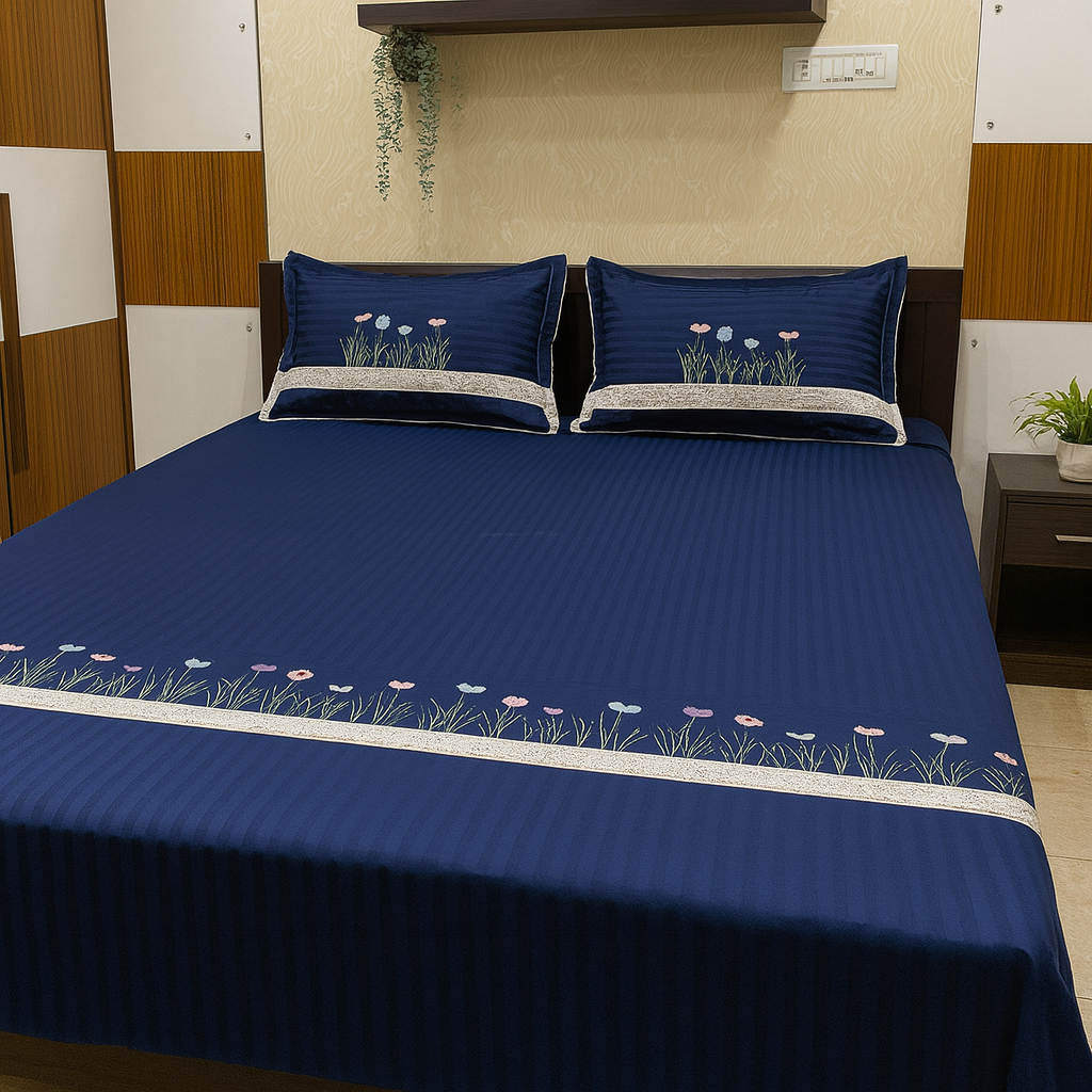 Premium Embroidered Bedsheet Set with 2 Pillow Covers