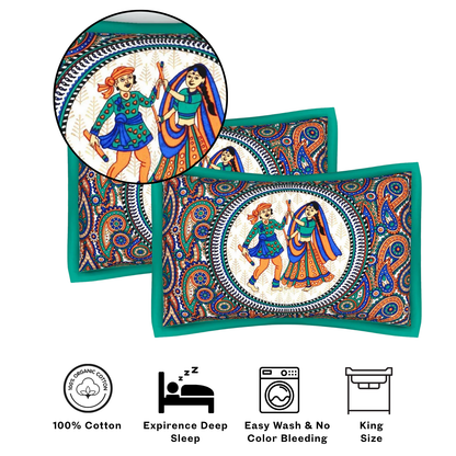 Rajasthani Jaipuri Cotton Double Flat Printed Bedsheet With Pillow Cover