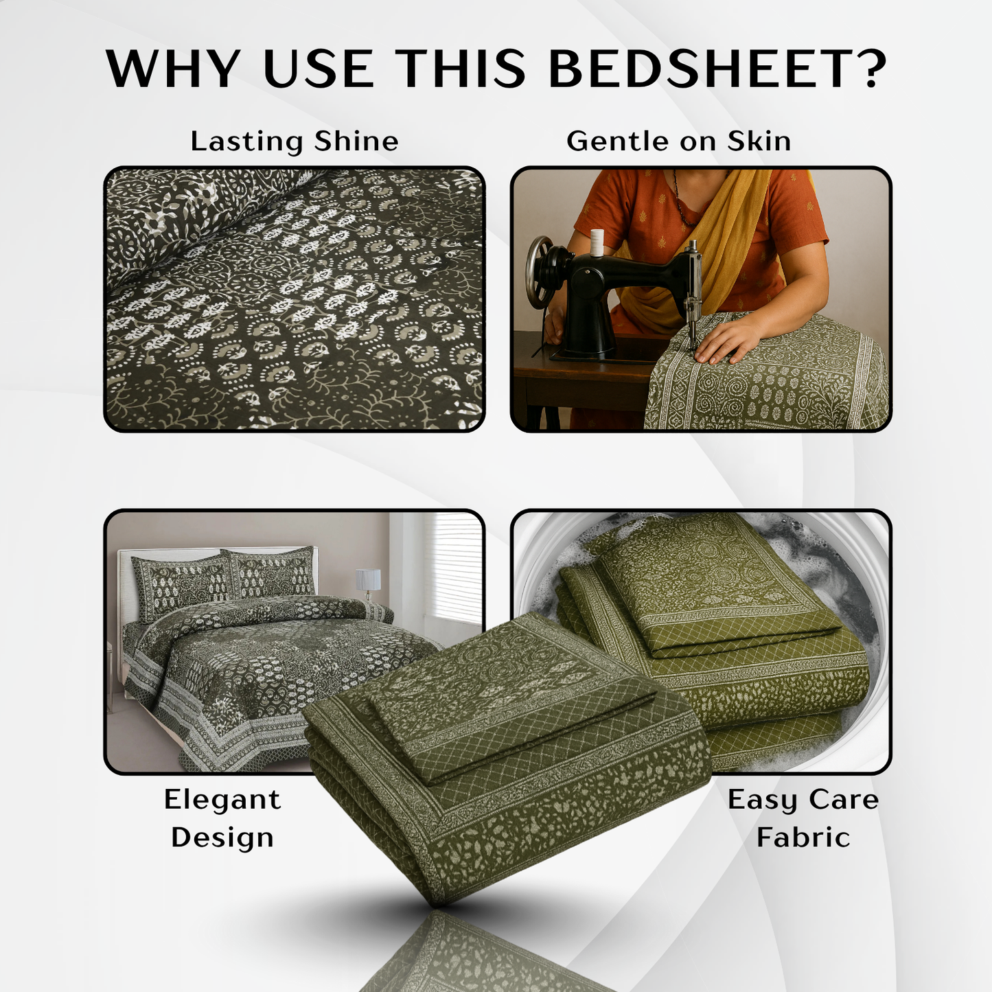 Jaipuri Rajasthani Cotton 1 King Size Bed Sheet with 2 Pillow Cover