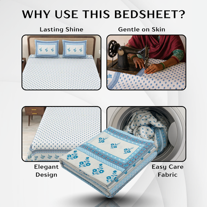 Rajasthani Jaipuri Cotton Bedsheet With Pillow Cover