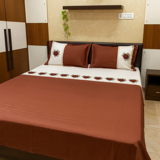 Premium Cotton Embroidered Bedsheet Set with 2 Pillow Covers